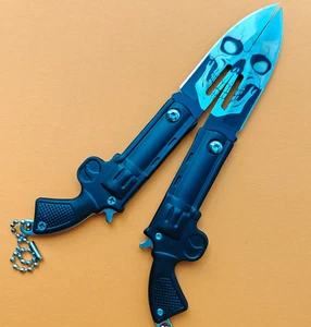 COLTELLO PIEGHEVOLE PERSONALIZZATO SKULL TESCHIO DA COLLEZIONE A FORMA PISTOLA - Picture 1 of 24