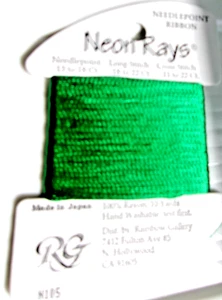 Rainbow Gallery ~ Neon Rays ~ Needlepoint 100% Rayon Thread N105 Christmas Green - Picture 1 of 2