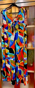 Nina Leonard Plus Size 2X Multicolor Pullover Dress 95%Polyester 5% Sp 51'' Long - Picture 1 of 3