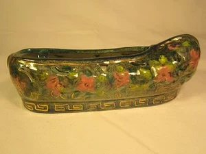 Vintage Ceramic POTTERY 7" Blue Floral Shoe ASHTRAY JAPAN [D1] - Picture 1 of 4