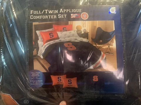 Syracuse Orange Full/Twin 3-Piece Applique Bedding Comforter Set ~ Cover
