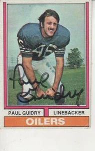 PAUL GUIDRY FIRMADO 1974 TOPPS #22 - HOUSTON ENOILERS - Imagen 1 de 1