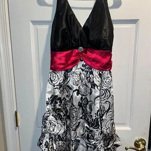 Womans formal Dress HOCO Homecoming Prom Dance TABOO plus16 halter black pink - Picture 1 of 3