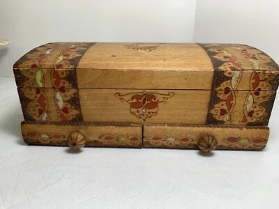 Wood Box Tobacco Smoking Cigarette Storage Vintage Hand Made Bar Room Decor - Image 1 of 4