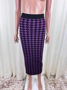River Island Midi-Bleistiftrock Hahnentrittmuster Bodycon US-Größe 2/UK-Größe 6 lila - Bild 1 von 12
