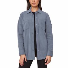 Mondetta Ladies' Cozy Warm Fleece Button Up Shirt Jacket, Blue, XXL