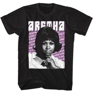 Aretha Franklin die Königin der Seele Name Wiederholung Foto Herren T-Shirt Musik Merch - Bild 1 von 5