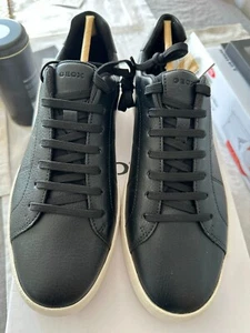 Geox Hombre Negro Serifos A Entrenador Negro UK7 US8 41 NUEVO EN CAJA ZAPATOS DE CUERO INFORMALES - Imagen 1 de 10