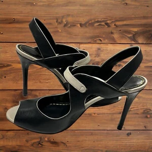 Enzo Angiolini Peep Toe Saddle Style Heels Size 6.5M - 4” Stilettos - Picture 1 of 10