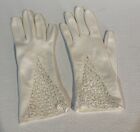 Vintage 1950s-60s Off White Cotton Gloves with Crocheted Lace Insert ~ One Size