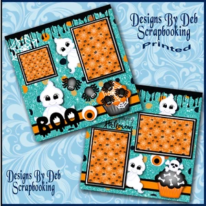 HALLOWEEN BOO Vorgefertigte Scrapbook-Seiten Paper Piecing gedrucktes Layout DBDS - Bild 1 von 3