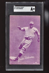 ⚾ 1953 JACKIE ROBINSON TINTE ROJO CANADIENSE SGC Exhibits Dodgers ¡Tarjeta ultra rara! - Imagen 1 de 2