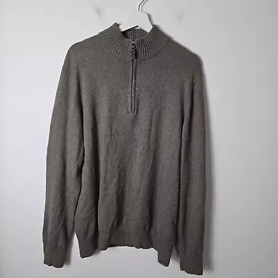 Suéter Pullover Eddie Bauer Para Hombre Talla L Algodón Cachemira 1/4 Cremallera Marrón Foto 1 de 4
