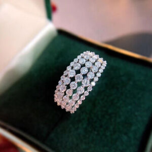 Elegant Women 925 Silver Wedding Engagement Ring Cubic Zirconia Jewelry Size6-10