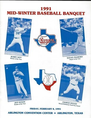 1991 Texas Rangers Mid-Winter Baseball Banquet Program 6 Pages - Image 1 of 2