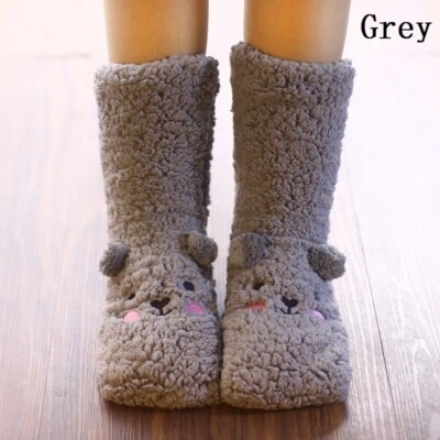 1X Calcetines de lana coralina para niñas Zapatillas de piso de interior Calzado peludo Térmico Antideslizante Foto 1 de 4