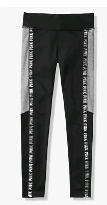 SMALL - Victoria's Secret PINK Fleece Lined Legging - Grey & Black  - Image 1 of 2