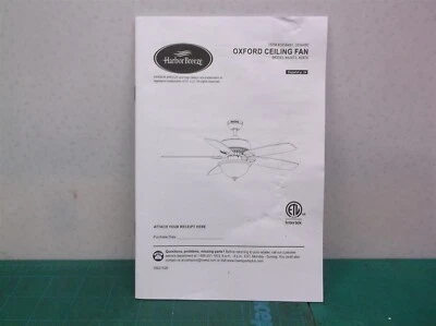 Manual from Harbor Breeze Oxford 52-in Brushed Nickel LED Indoor Ceiling Fan - Image 1 of 2