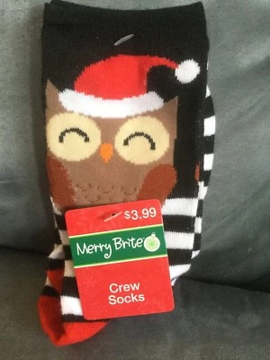 CVS FELIZ NAVIDAD BRILLANTE BÚHO CREW CALCETINES 1 PAR SE ADAPTA A MUJER TALLA 9-11 Foto 1 de 3