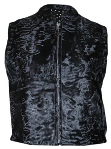 Black Real Persian Lamb Fur Vest Men's Karakul Fur Vest - Picture 1 of 5