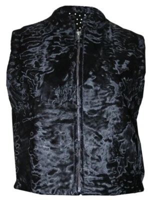 Black Real Persian Lamb Fur Vest Men's Karakul Fur Vest - Image 1 of 4