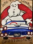 2.5 x 3.5 inches, ACEO watercolor painting by PJ, Ghost busters