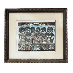 Irving Amen Holzschnittdruck ""Viele Kinder wohnen Väterhaus"" signiert & 132/500 - Bild 1 von 12