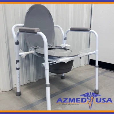 Lumex 3 in 1 Folding Steel Commode 7108A, 300 lb. Capacity - [New] - Image 1 of 3