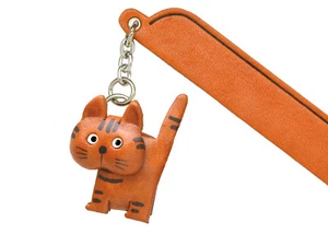 Gehende Katze Tabby Leder Charm Lesezeichen *VANCA* Hergestellt in Japan #61405 - Bild 1 von 10