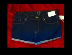 Jessica Simpson charmer roll cuff denim Jean Shorts size 6/28 DARK WASH,stretchy - Picture 1 of 12