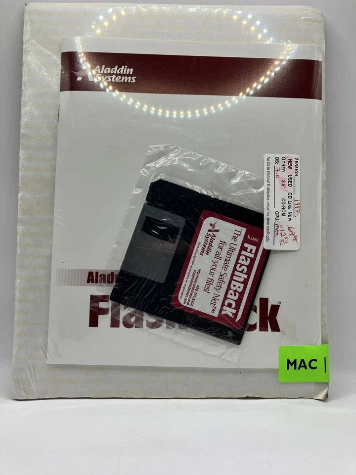Aladdin Systems Flash Back Ultimate Safety Net for all files Disk + Manual Only - Image 1 of 1