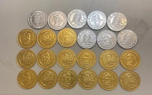 23 Hollywood Casino 1996 Adventure Slots Token Coins Gold and Silver - Picture 1 of 1