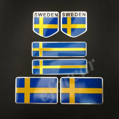 6pcs Sweden Flag Car Motorcycle Emblem Badge Gift Saab Fuel Tank Decal Sticker - Изображение 1 из 4