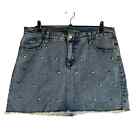 Wild Fable Womans Sz 16 Denim Skirt Medium Wash Pockets Ray Hem Stud Detail