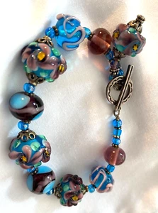 Atemberaubendes handbemaltes Glasperlen geschichtetes Armband 006-025 - Bild 1 von 14