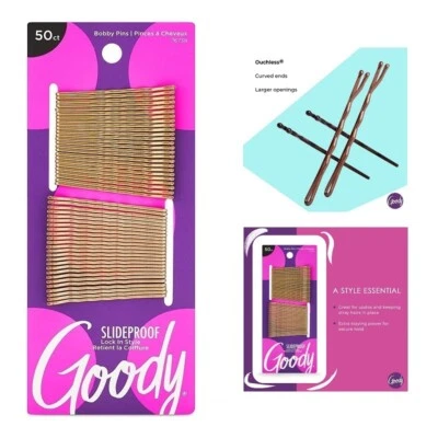 Goody Hair Bobby Pins Ouchless Metallic Blonde Slideproof for Women Girls 50 Ct. - Image 1 of 4
