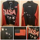 Team USA Olympic Jersey Mens XL Red White Blue Sports Patriotic Full Zip Stretch