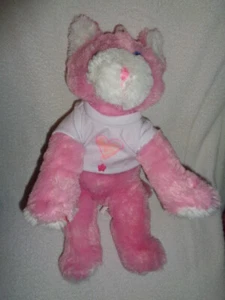 Cat Pink White 11" Plush Stuffed Animal 2015 Animaland removeable Heart Shirt - Picture 1 of 5