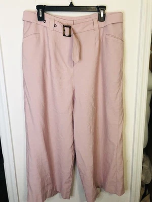 Мягкое окружение укороченные брюки женщин широкие ноги Ingrid пыльный розовый размер 14 L ремень - Изображение 1 из 4