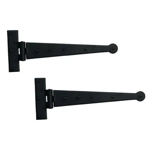 Colonial Bean Strap Hinge in Wrought Iron Hardware 12 Inches Sold in Pairs - Picture 1 of 2