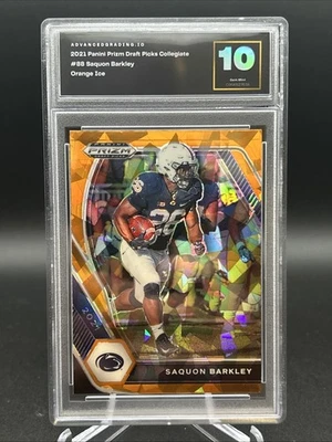 2021 Panini Prizm Draft Picks Saquon Barkley #88 Orange Ice Gem Mint 10 - Image 1 of 2