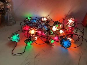 Vintage Weihnachtsbeleuchtung C9 mit Folienreflektoren ~ 20 Fuß ~ 25 Fassungen ~ getestet funktioniert - Bild 1 von 17