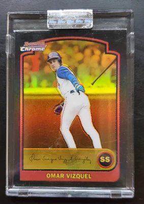 Bowman Chrome Omar Vizquel 2003 refractor de oro sin circular 131/170 #9 Indians Foto 1 de 3