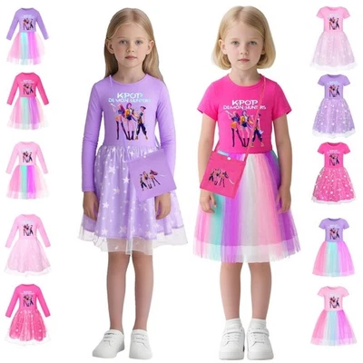 Girls KPOP Devil Hunters Dress Star Rainbow Christmas Birthday Party Tutu Skirts - Image 1 of 4