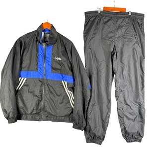 Adidas Windbreaker Trainingsanzug Colorblock schwarz blau Vintage 90er Herren Medium gebraucht, in einwandfreiem Zustand - Bild 1 von 14