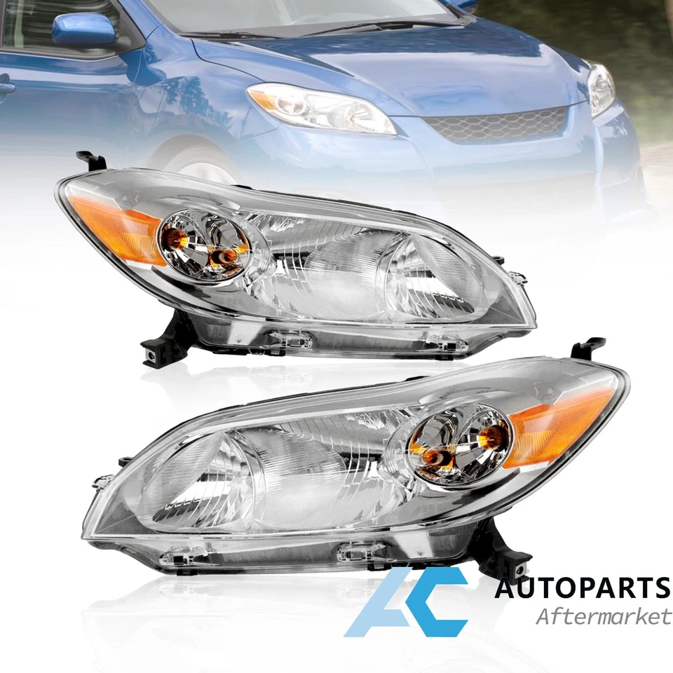 For 2009-2012 TOYOTA MATRIX Pair Headlight Assembly Headlamp Left Right Chrome Foto 1 de 4