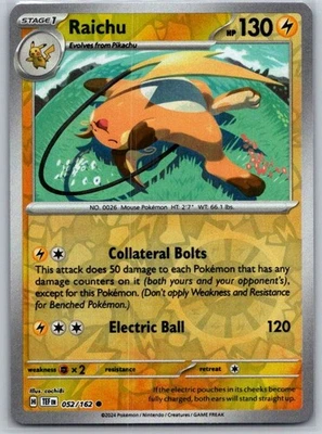Raichu 052/162 Reverse Holo SV05: Temporal Forces NM - Image 1 of 2