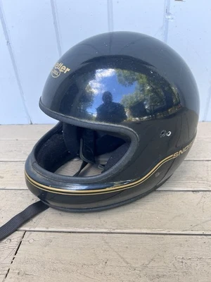 Capacete de motocicleta vintage anos 1980 BELL VETTER Snostar preto scooter bicicleta - Imagem 1 de 4