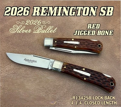 REMINGTON "2026 SILVER BULLET" KNIFE - 4 1/4" LOCKBACK  #R1342SB - USA - NIB - Image 1 of 4
