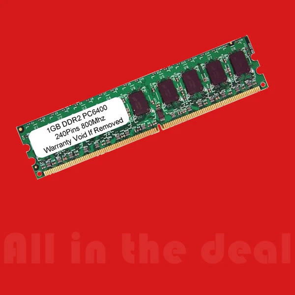 1GB DDR2 800 MHz 240Pin PC2-6400 Dell HP IBM Desktop Low density Major RAM - Image 1 of 1
